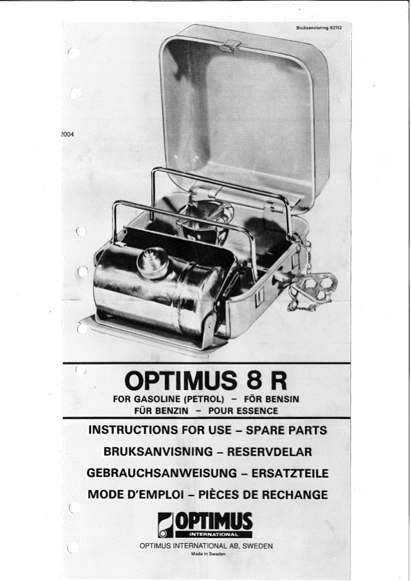 Optimus 8R Manual | BernieDawg Stove Lab